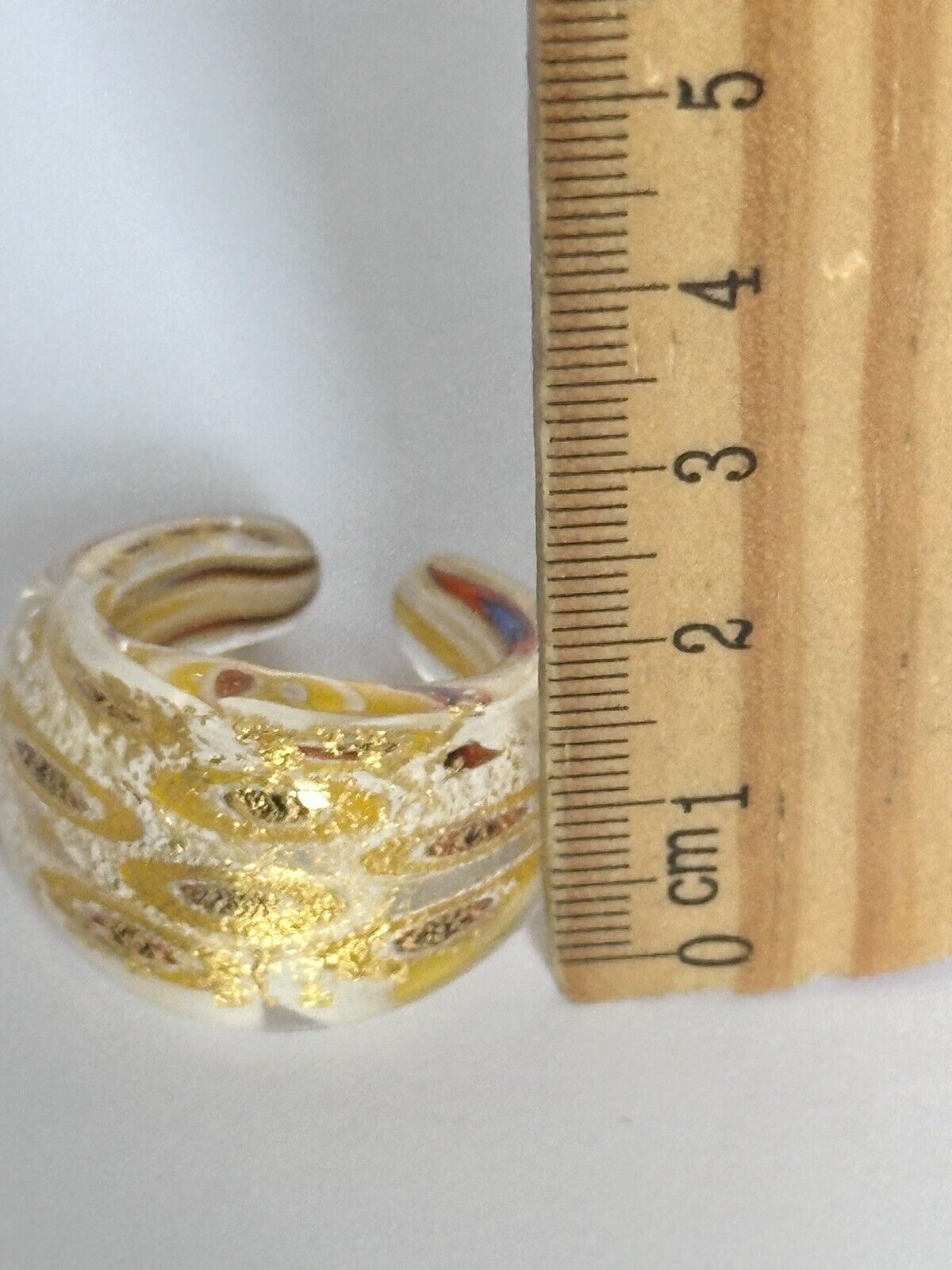 Vintage Gold Murano Glass Pendant On Sterling Silver Chain Matching Ring Set