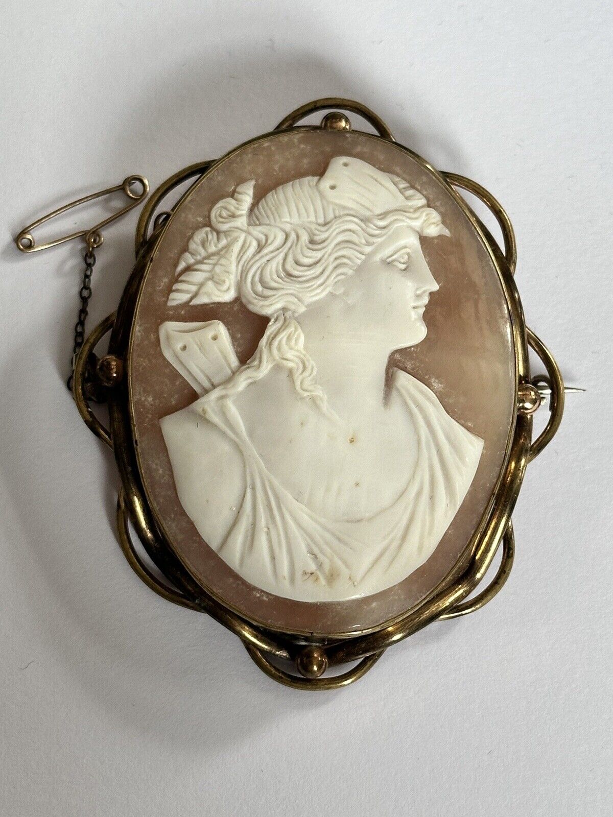 Antique Large Pinchbeck Shell Cameo Of Diana