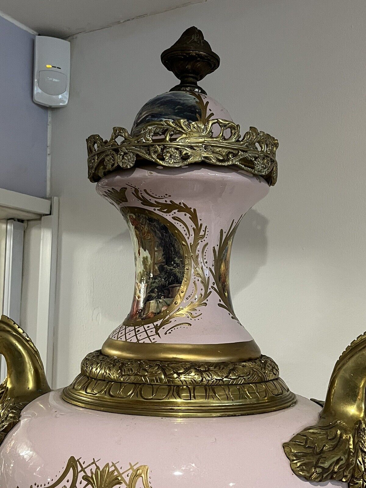 HUGE Freestanding Ormolu Mounted & Porcelain Lidded Urn. 134 Cms Tall.