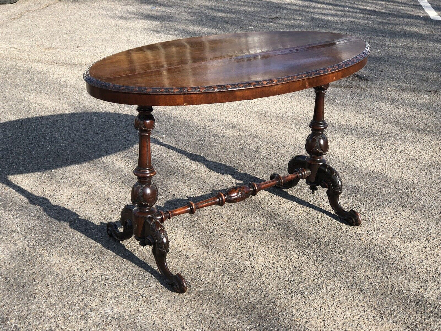 Victorian Mahogany Side Table / Hall Table, On Cabriole Feet
