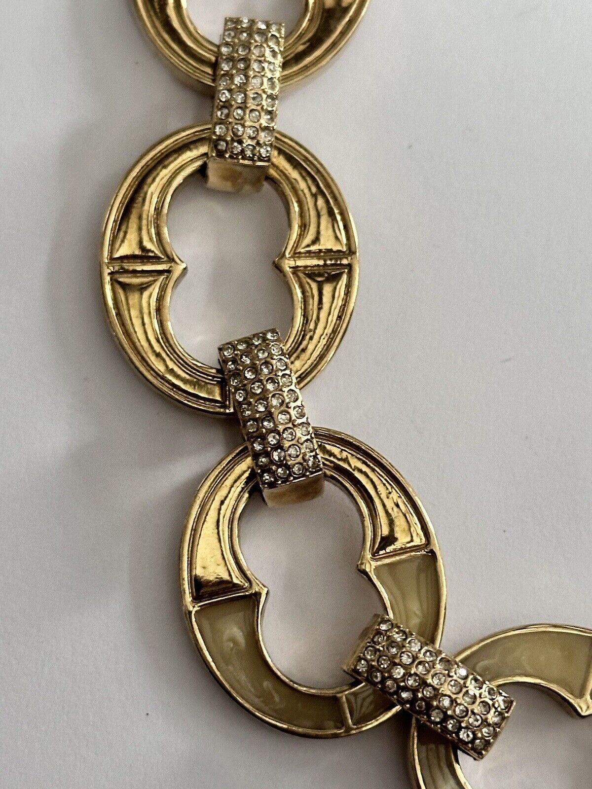 Vintage Gold Plated Enamel Statement Chainlink Necklace