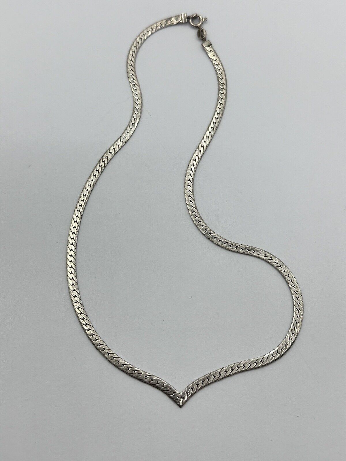 Vintage Silver 925 Wishbone Chain Necklace