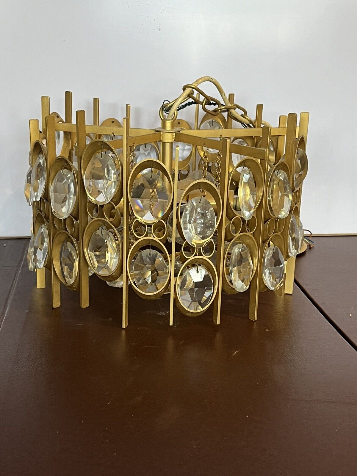 Mid Century Gilt Brass Chandelier by Palwa, circa 1970s