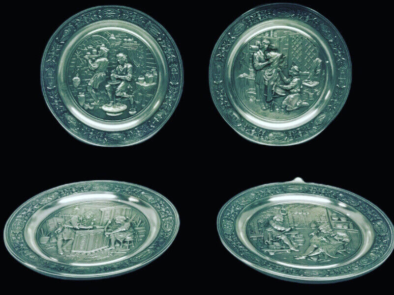 Set Of 4 Highly Detailed Metal Plaques