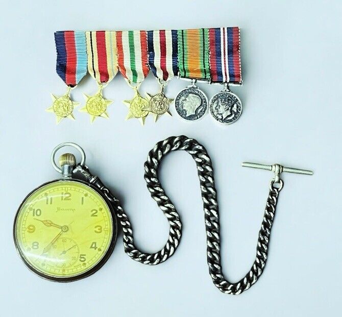 War Department Pocket Watch & Chain And Medal Group
