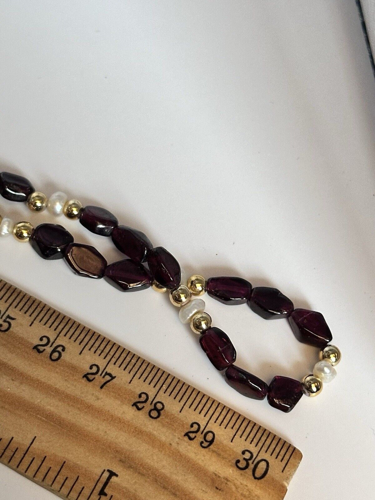 Vintage Garnet Freshwater Pearl Long Length Necklace