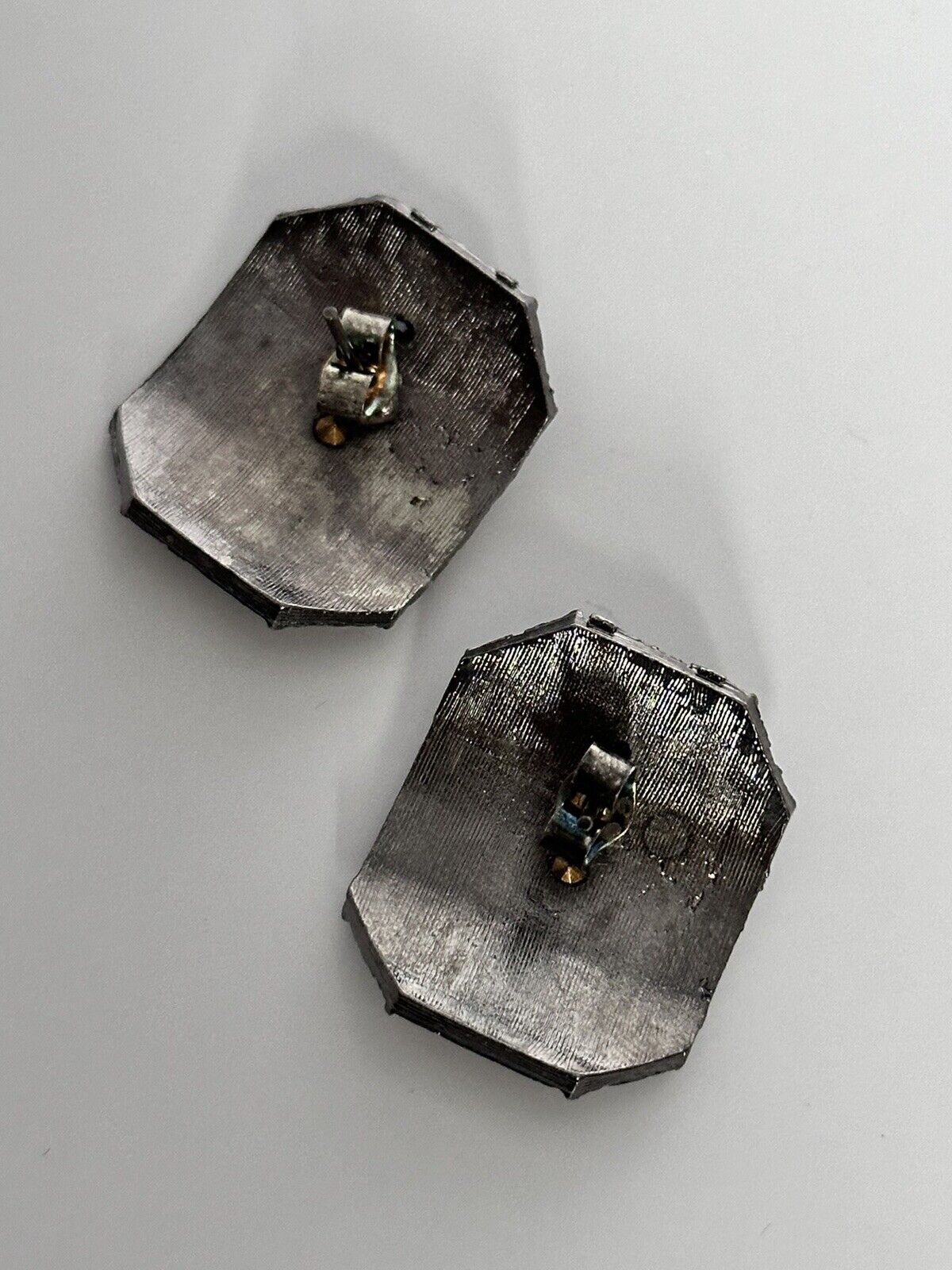 Vintage Silver Tone Marcasite Diamanté Earrings