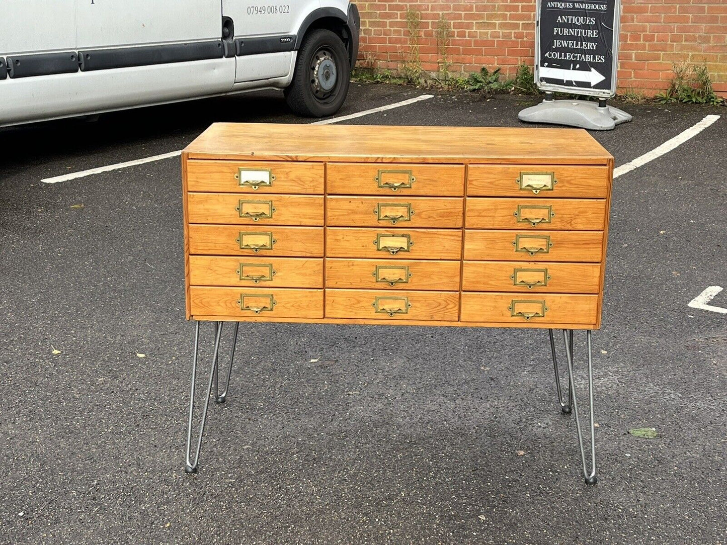 Mid Century Bank Of Collectors Drawers. 15 Drawers. Good Quality.
