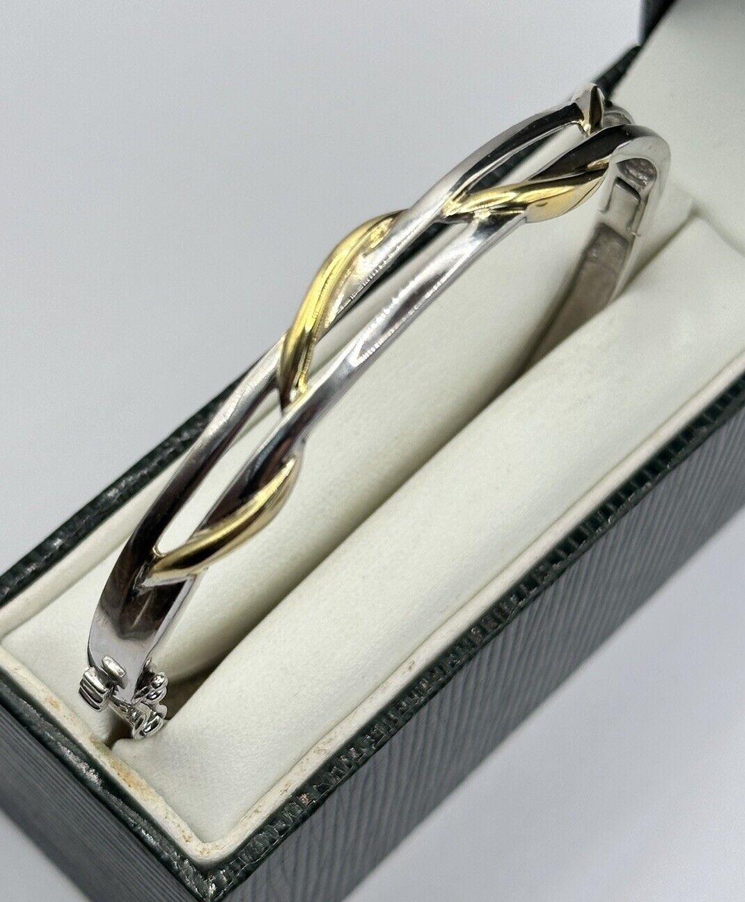 Vintage Silver 925 Swirl Gold Plated Bangle Safety Catch