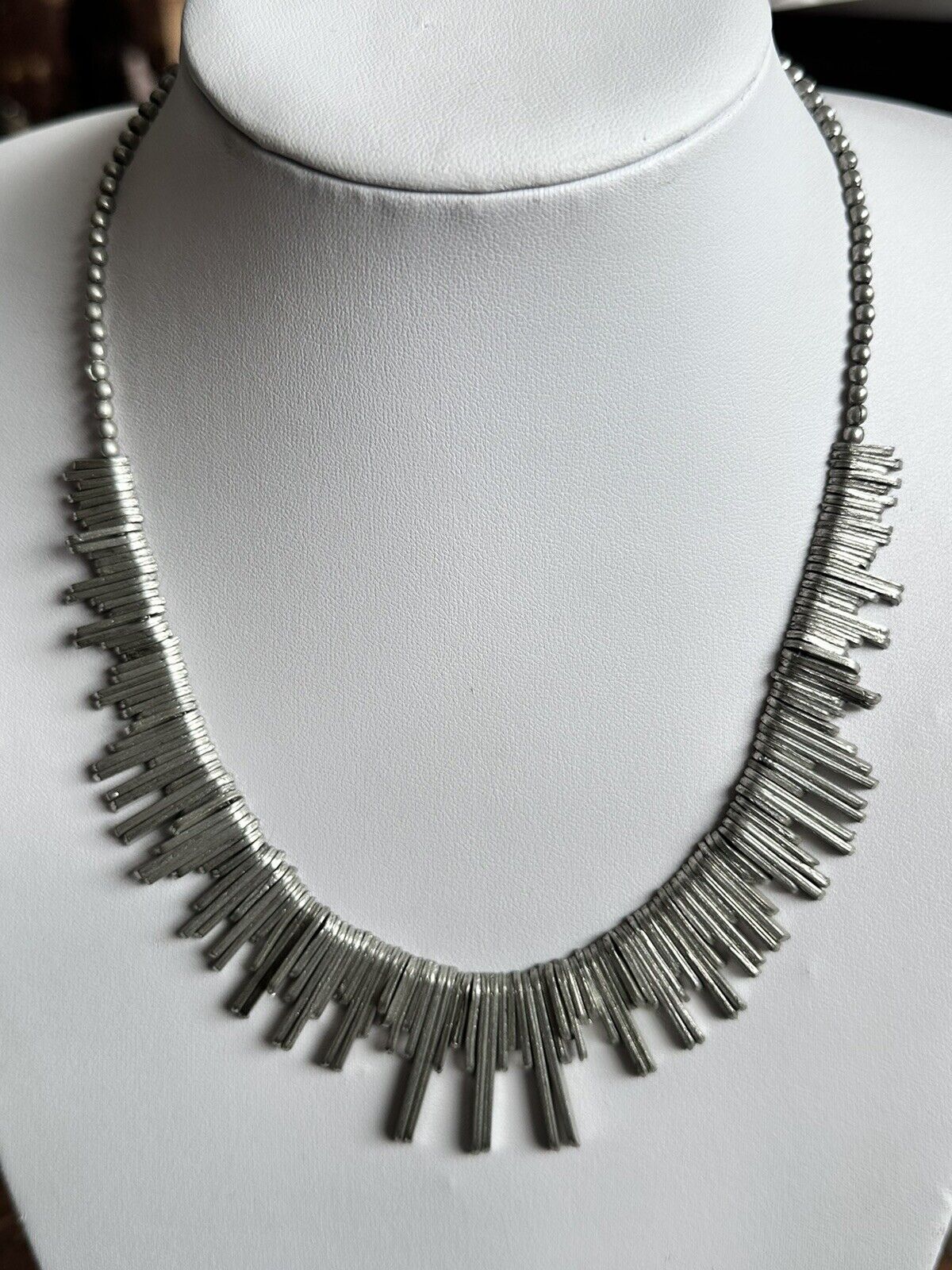 Vintage Silver Tone Modernist Necklace