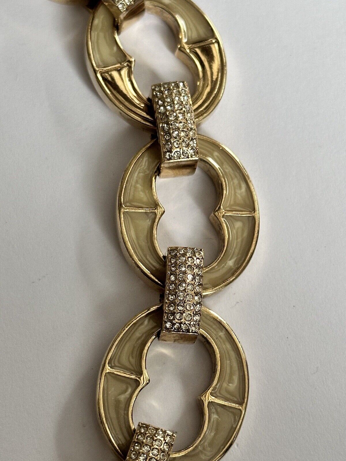 Vintage Gold Plated Enamel Statement Chainlink Necklace