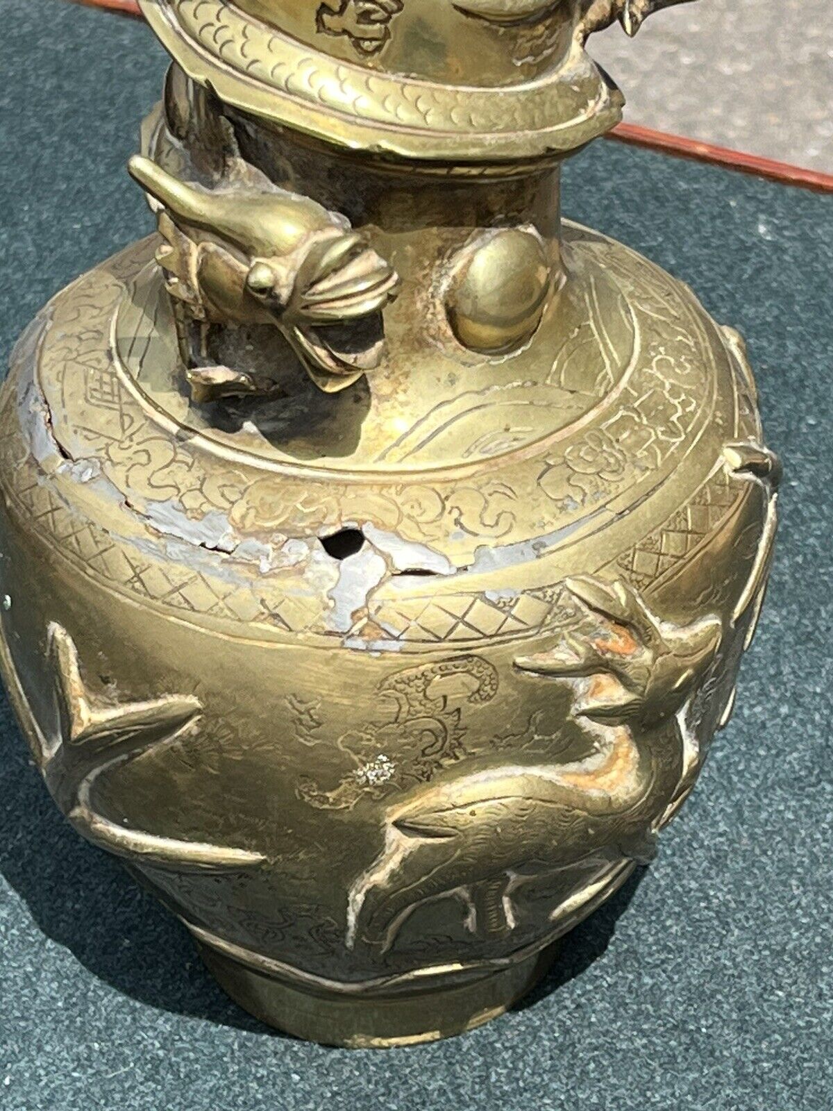 Antique Chinese Vase Decorated With A Dragon