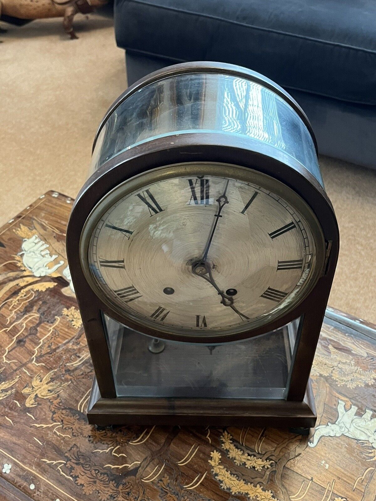 Quarter Striking Victorian glass Table Clock, Amazing Quality.