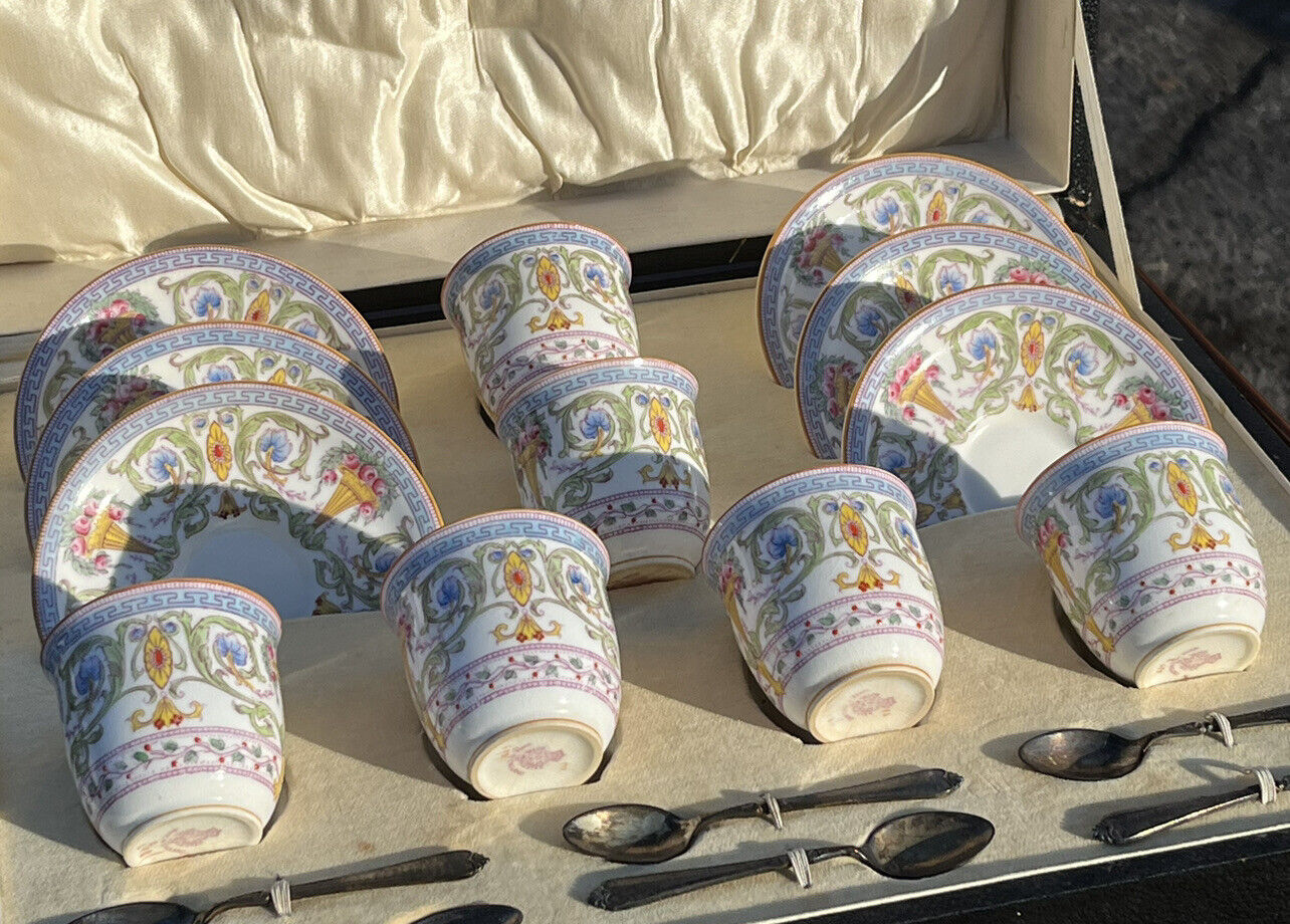 Antique Royal Worcester Coffee Set In Original Box