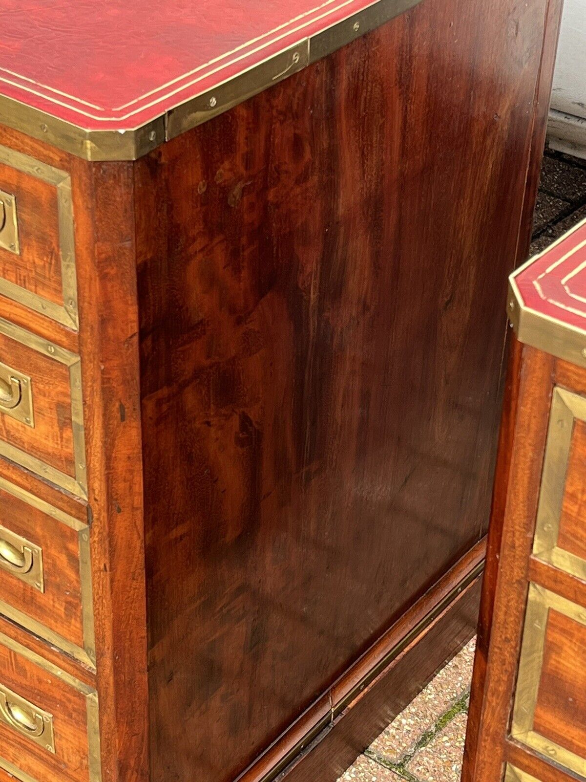 Antique Pair Of Bedside Drawers. Mahogany With Brass Bound Decoration