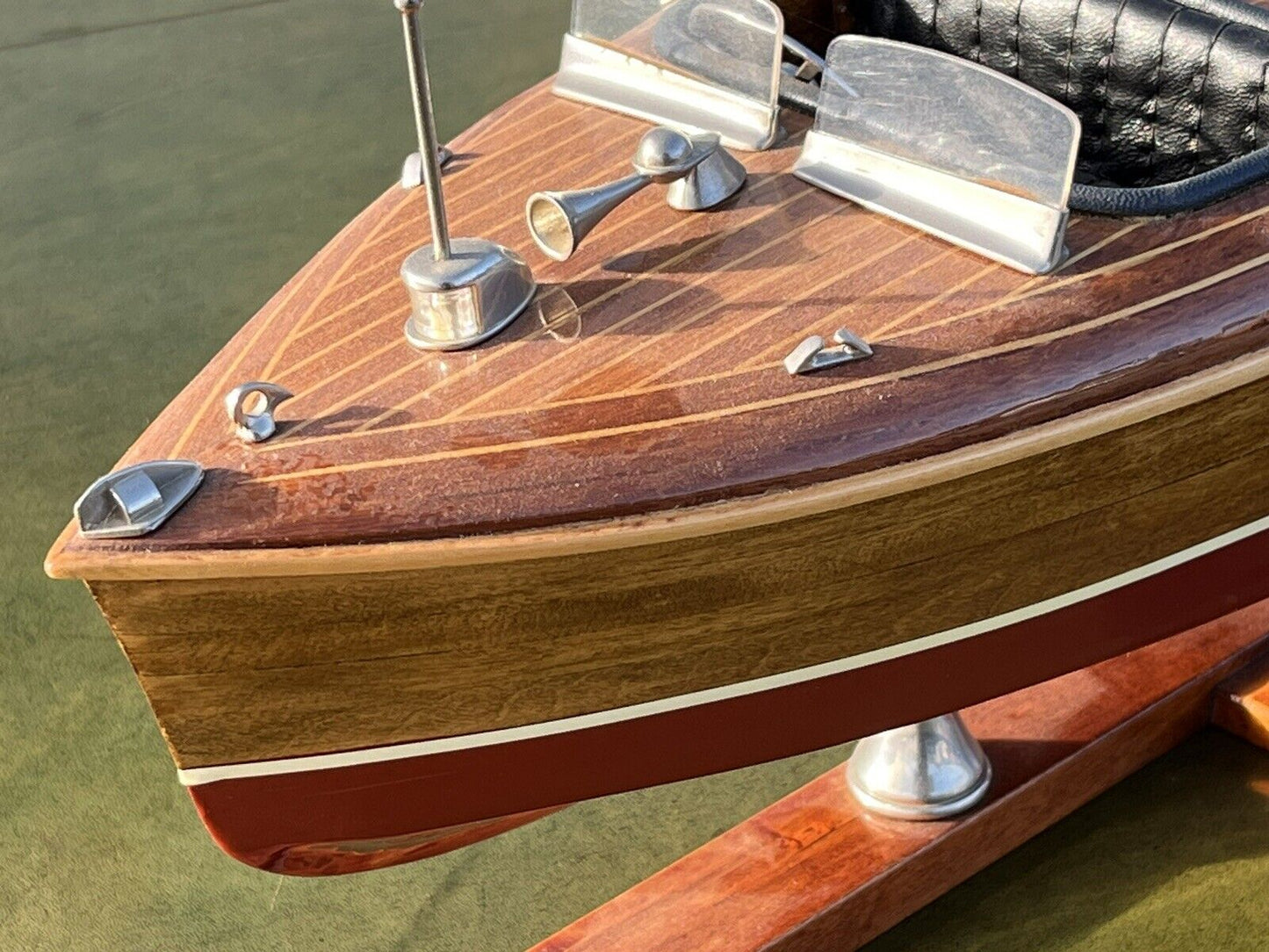Large Highly Detailed Wooden Model Of A Motor Boat