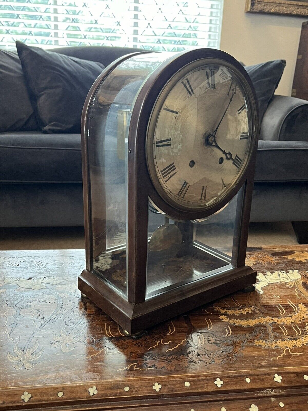 Quarter Striking Victorian glass Table Clock, Amazing Quality.
