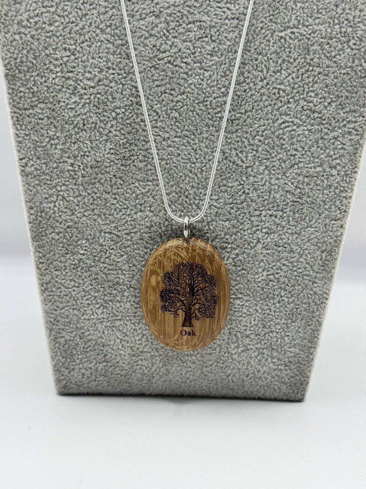 Vintage Carved Oak Tree Pendant On Sterling Silver Chain