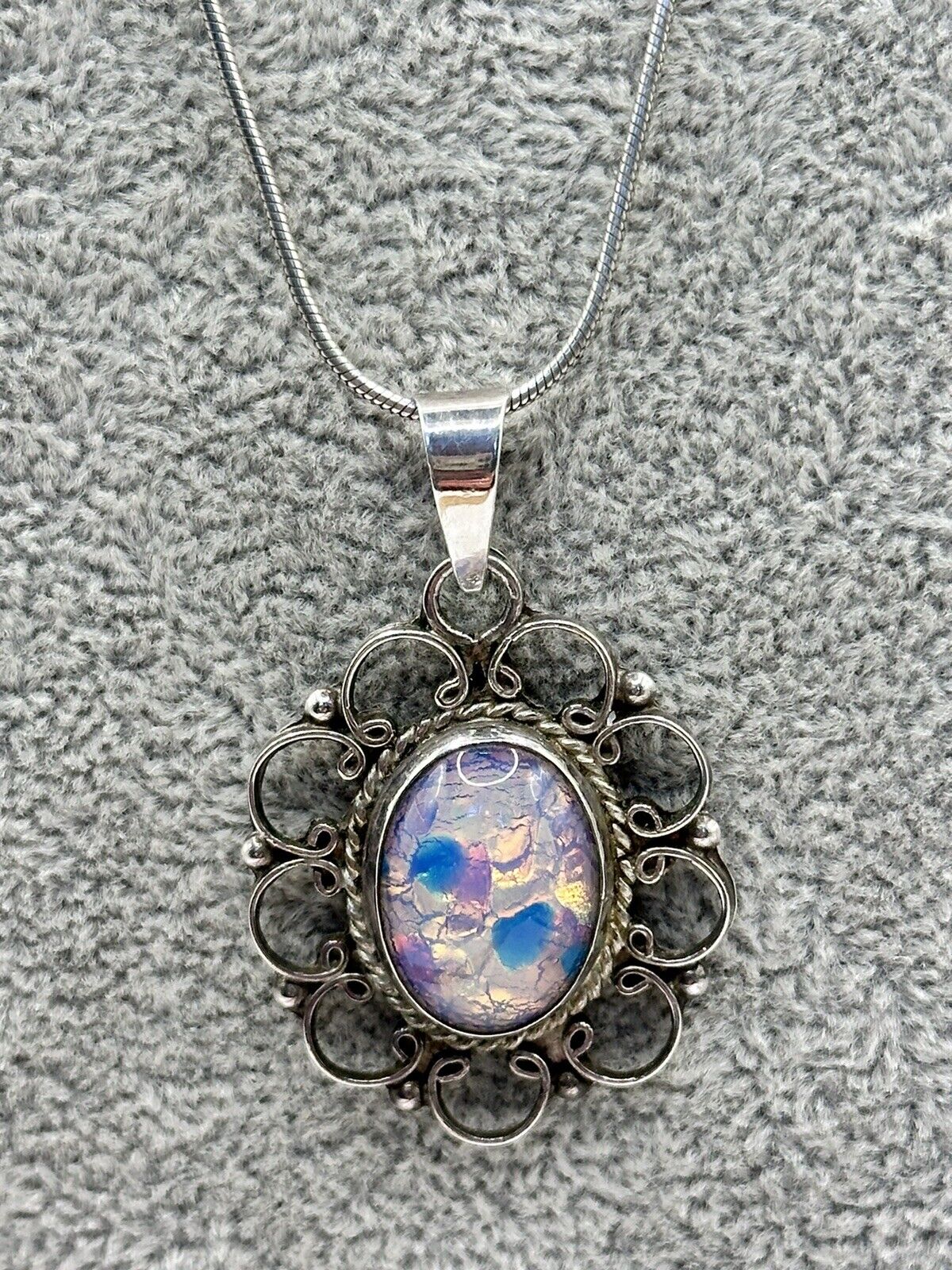 Vintage Sterling Silver Dragons Breath Pendant Necklace Mexico
