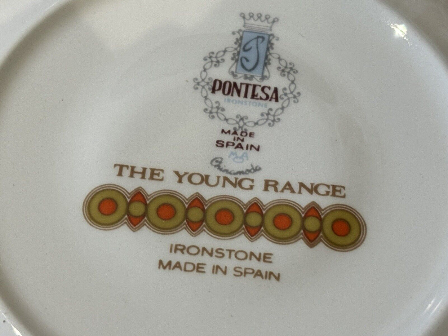 Mid Century Pontesa Young Range 4 Cups and Saucers Retro Orange Floral