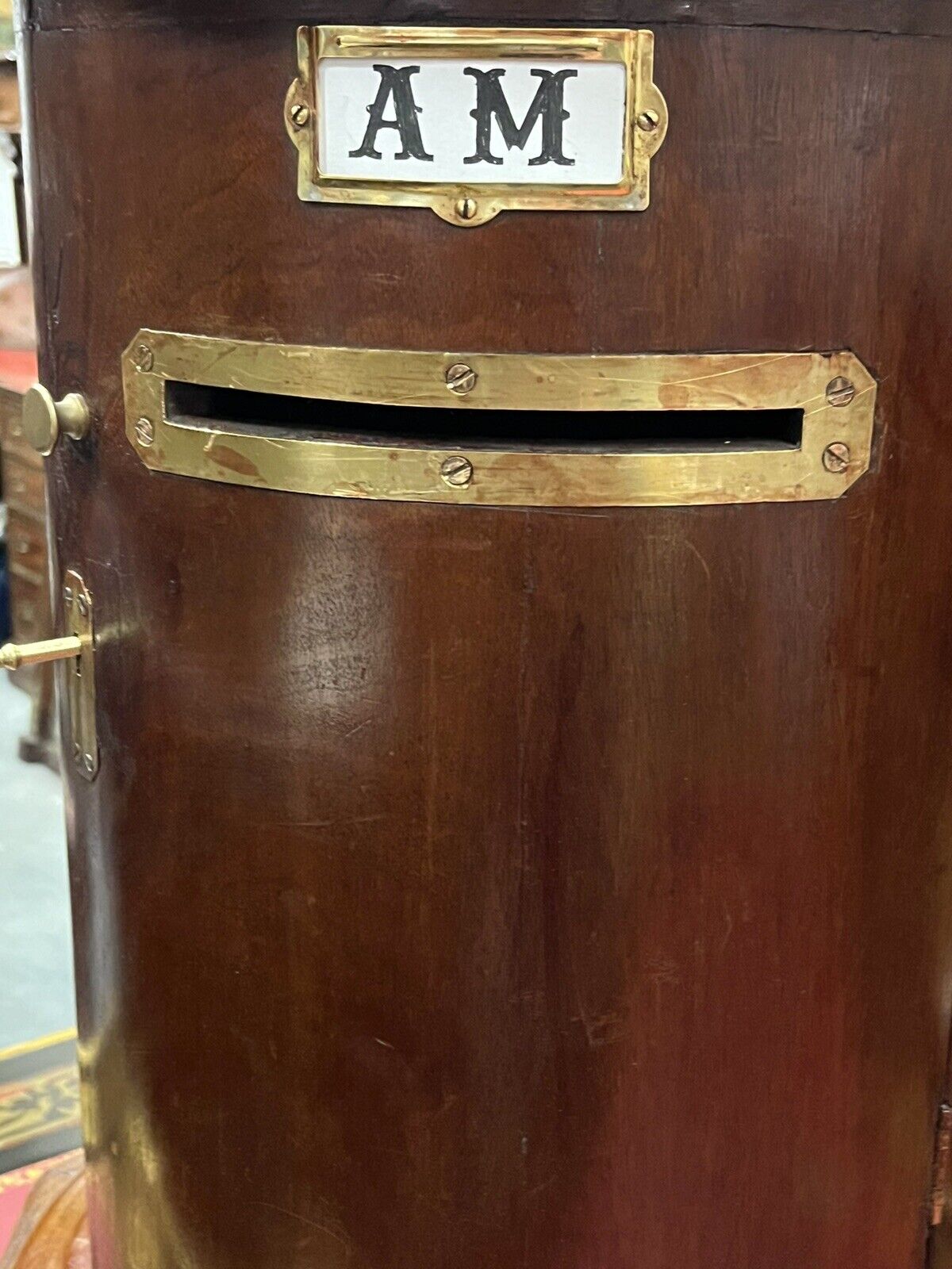 Antique Country House Letter/ Pillar Box, With Working Key & Lock. LARGE IN SIZE
