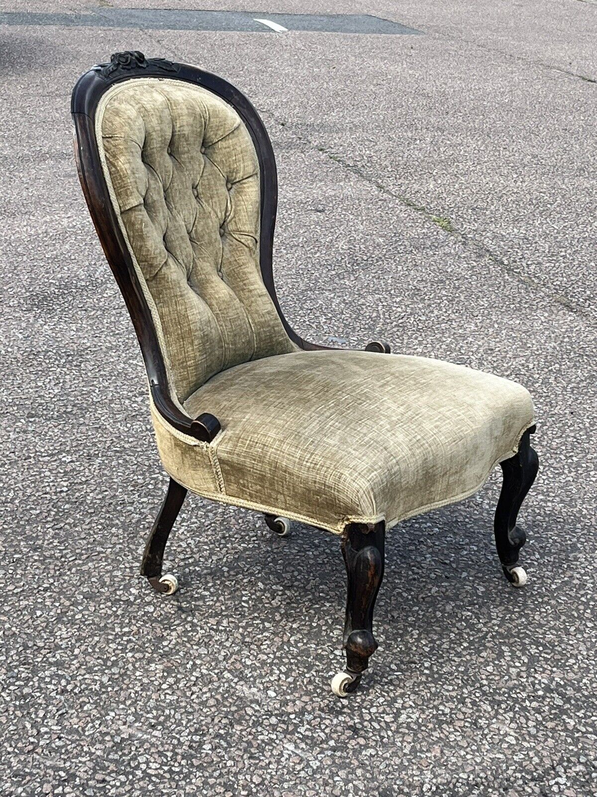 Victorian Chair. On White Porcelain Castors.