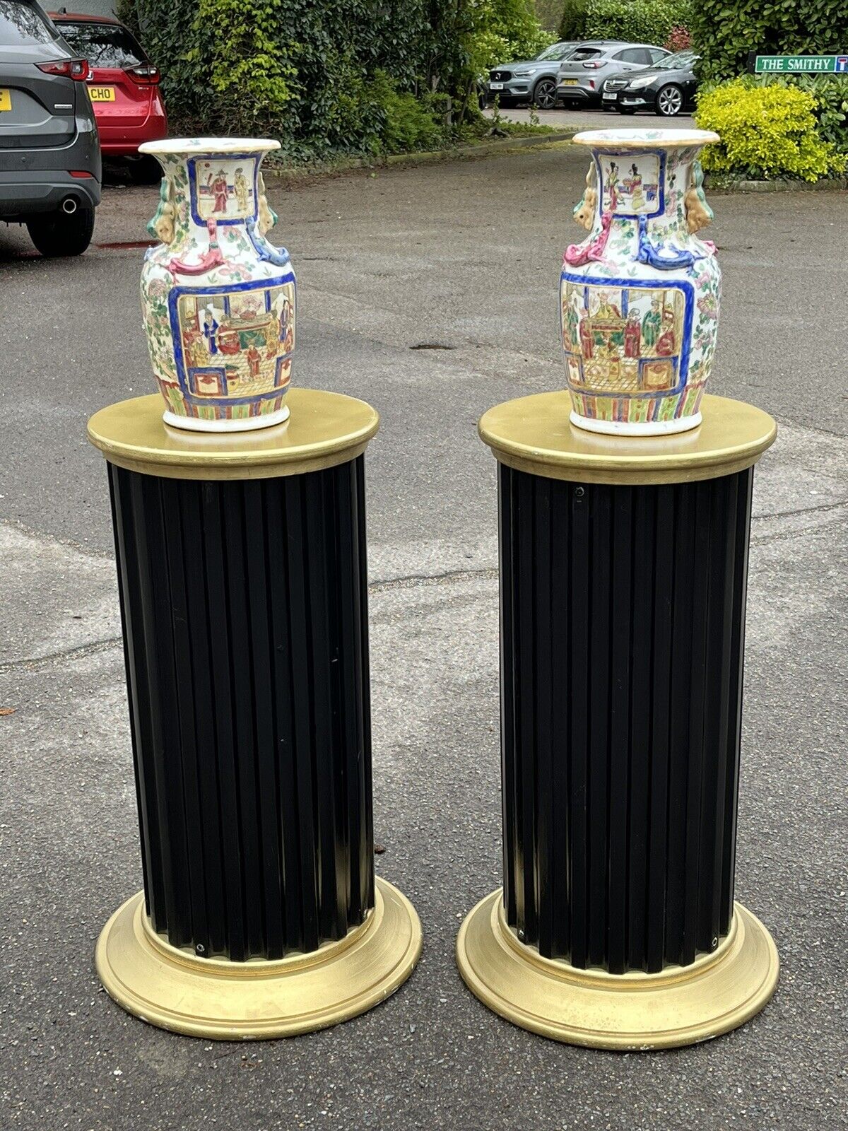 Pair Of Canton Vases. LARGE & IMPRESSIVE.