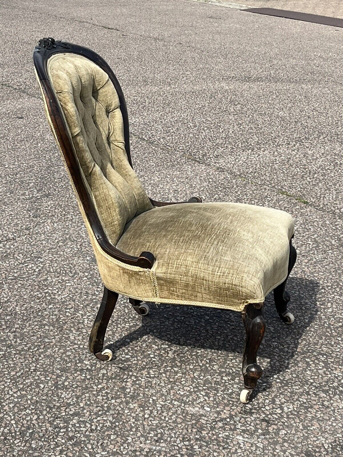 Victorian Chair. On White Porcelain Castors.