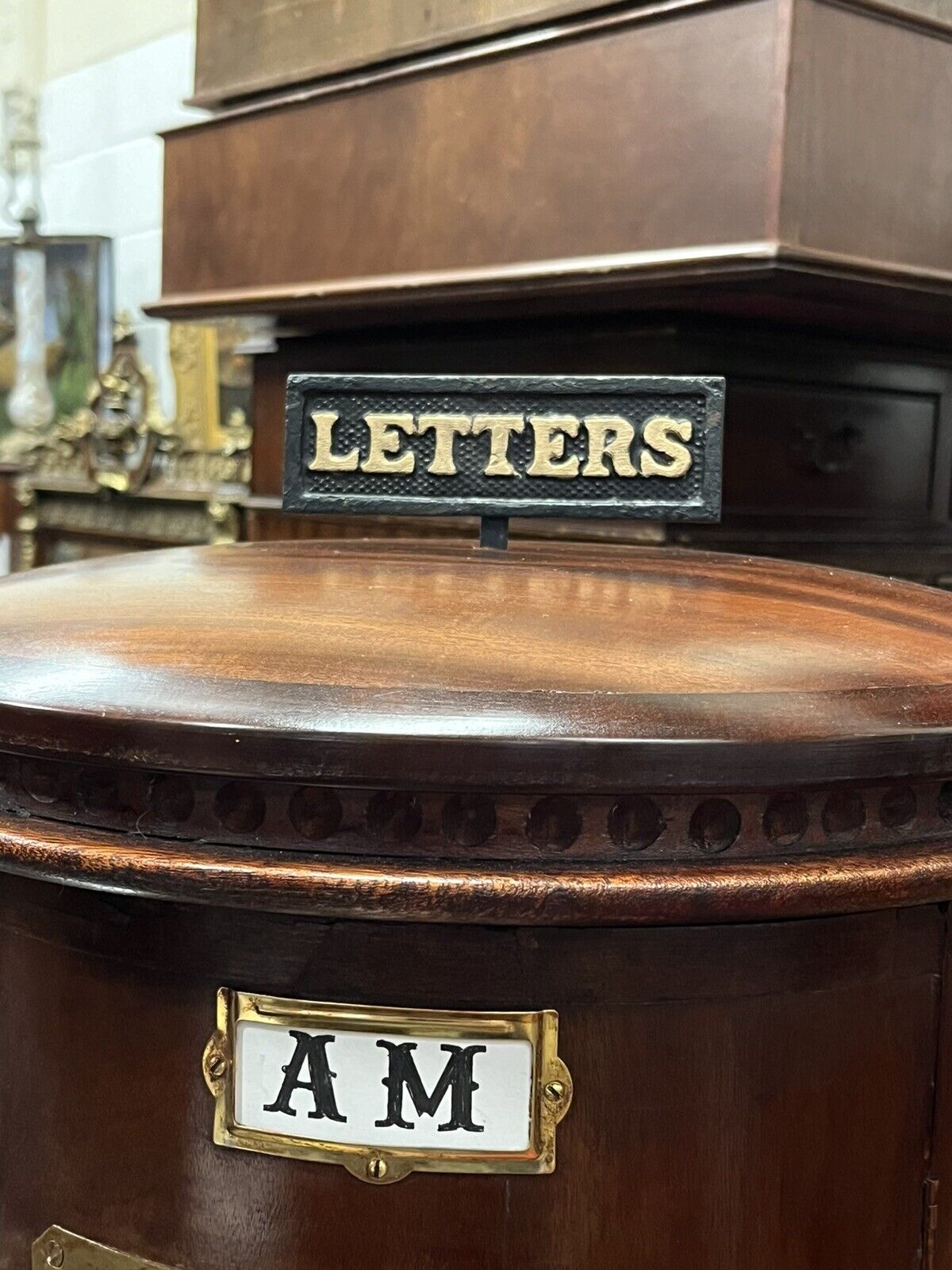 Antique Country House Letter/ Pillar Box, With Working Key & Lock. LARGE IN SIZE