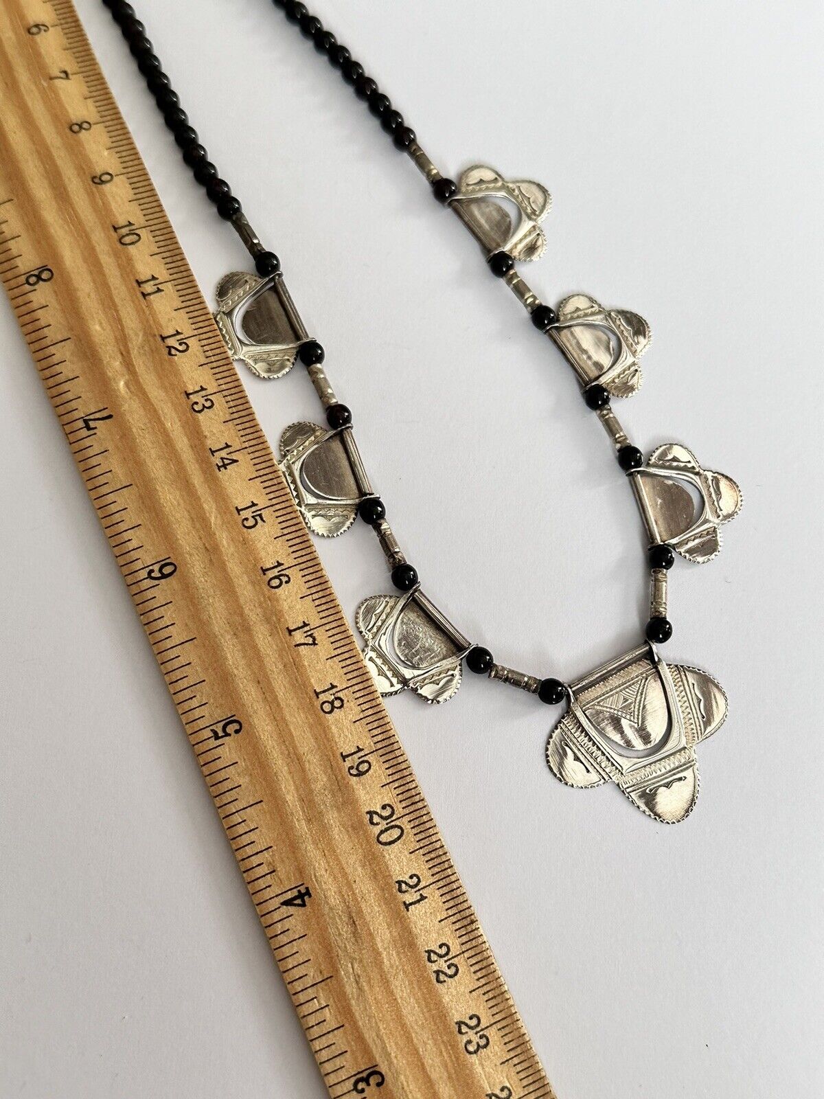 Vintage Silver 925 Detailed Beaded Necklace