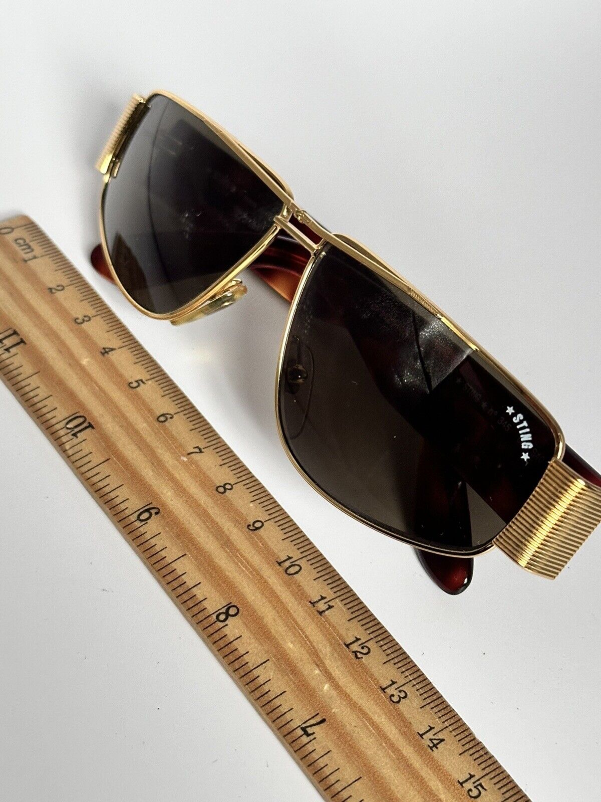 Vintage 80s Tortoise Frame Gold Tone Sting Sunglasses