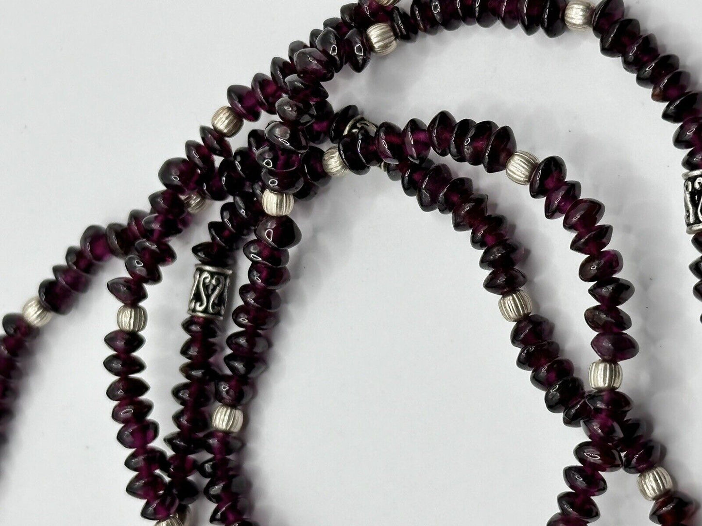 Vintage Garnet Beaded Long Length Necklace