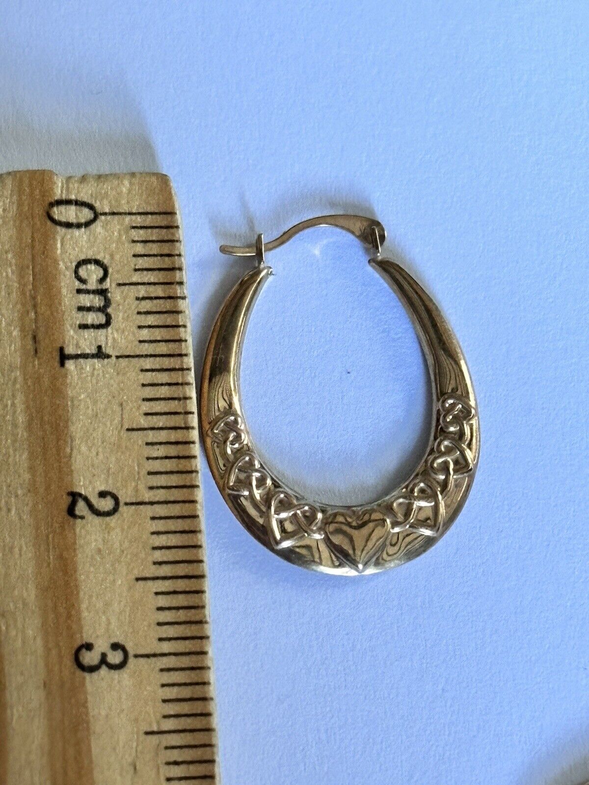 Vintage 9ct Yellow Gold Creole Heart Hoop Earrings