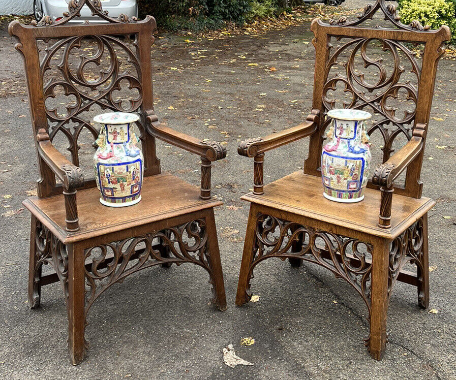 Pair Of Canton Vases. LARGE & IMPRESSIVE.