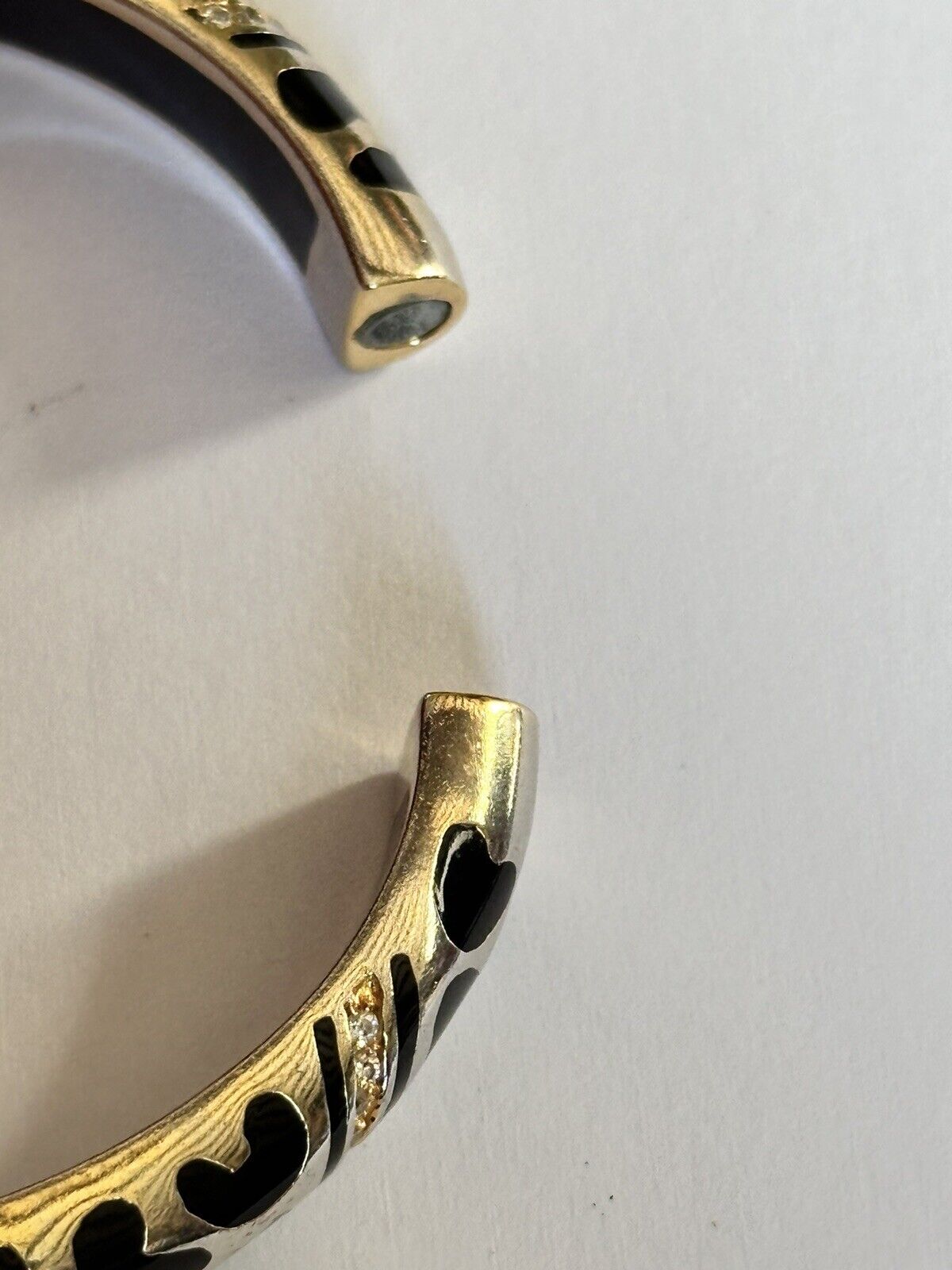 Designer Andrew Hamilton Crawford Gold Wash Black Enamel Diamanté Hinged Bangle