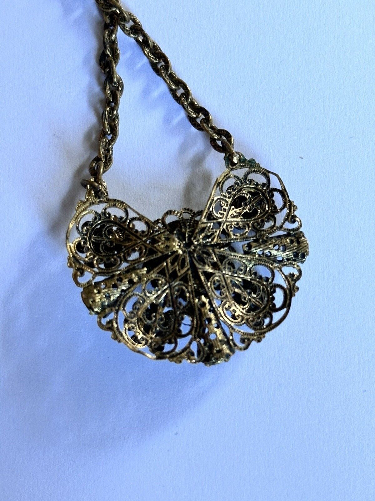 Vintage Green Czech Crystal Short Length Necklace