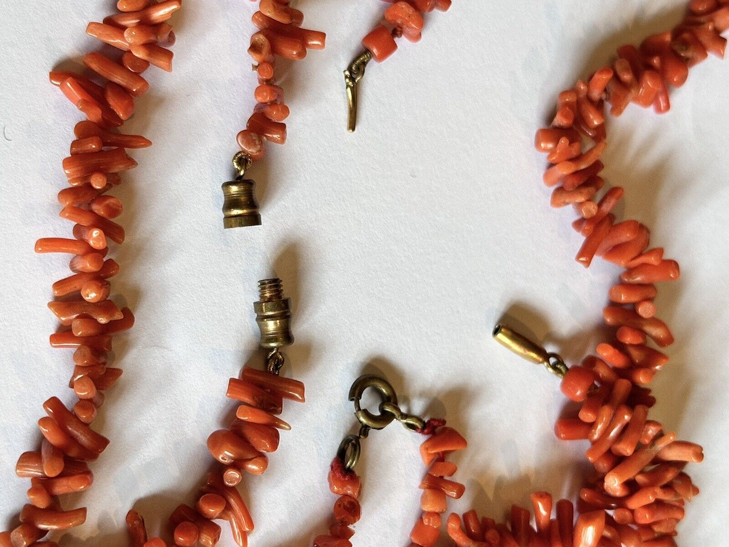 3 Vintage Red Coral Branch Necklaces