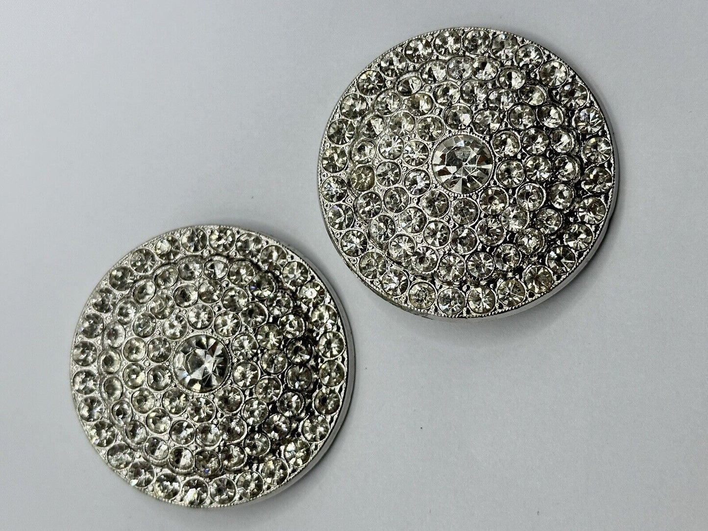 Vintage Silver Tone Statement Diamanté Clip On Earrings
