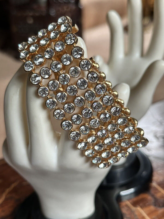 Vintage Gold Tone Statement Diamanté Wrap Round Bracelet
