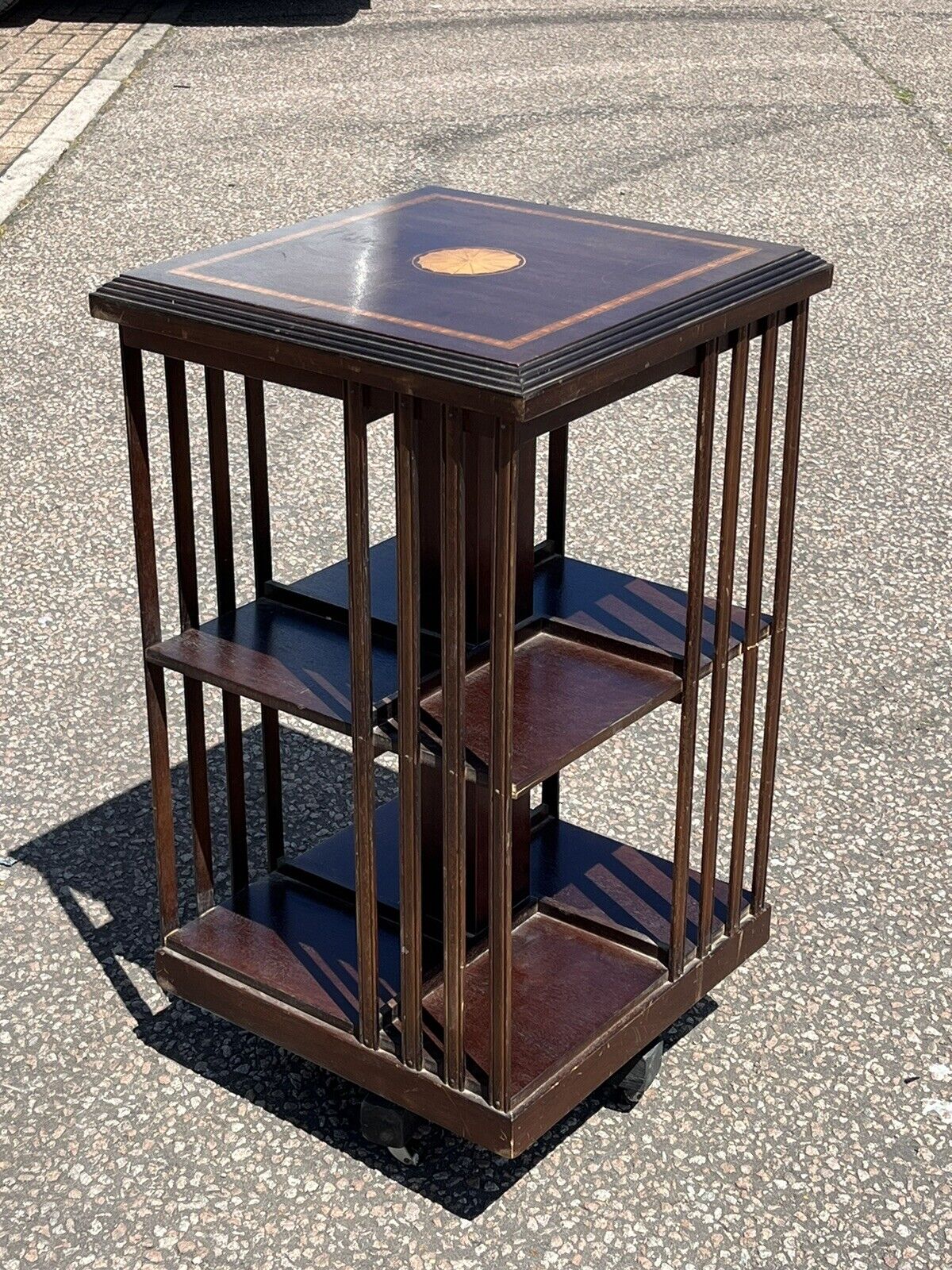 Inlaid Mahogany Revolving Bookcase