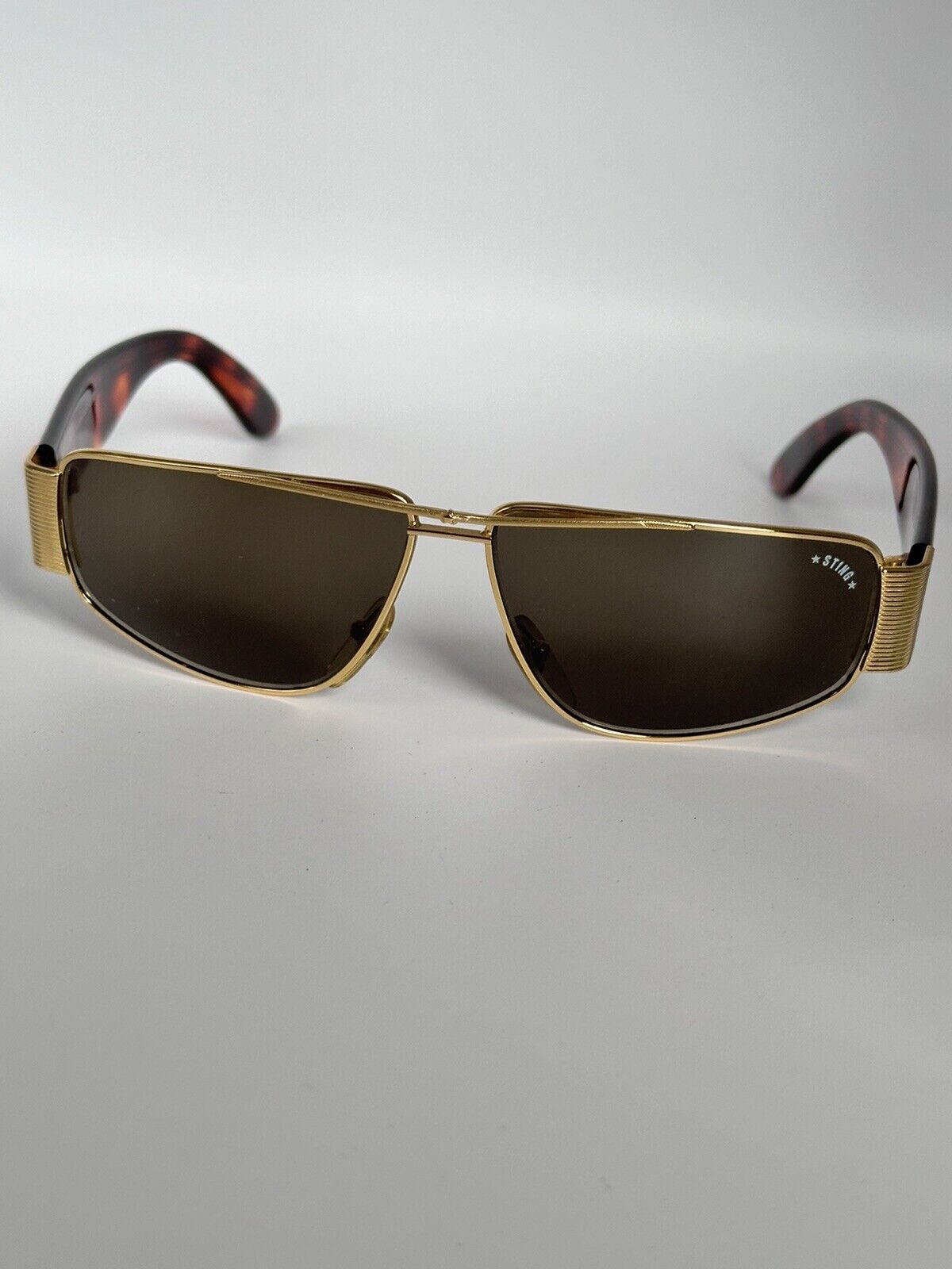 Vintage 80s Tortoise Frame Gold Tone Sting Sunglasses