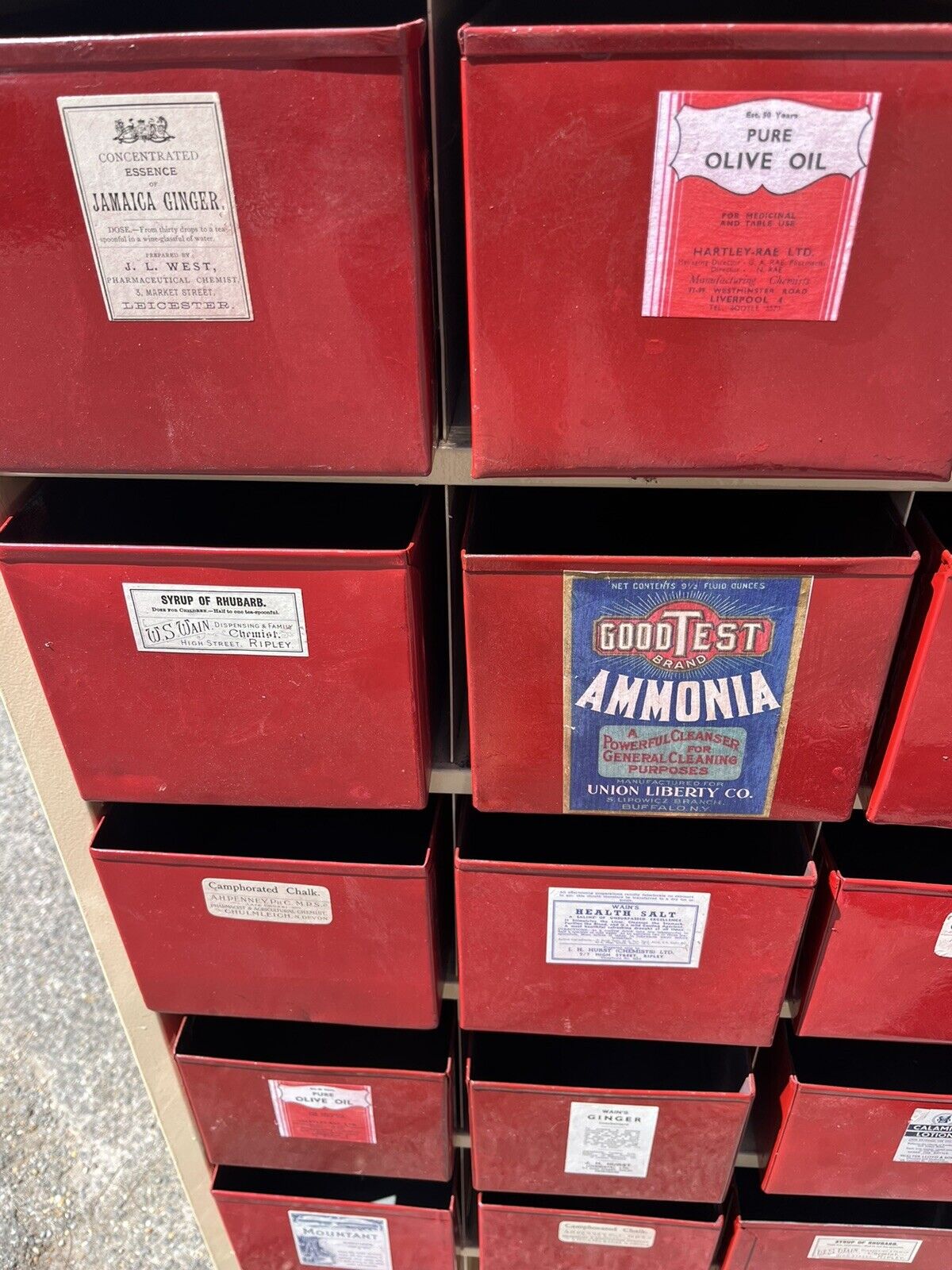 Large Chemists Bank Of Drawers, Lots Of Storage. 40 Deep Metal Drawers