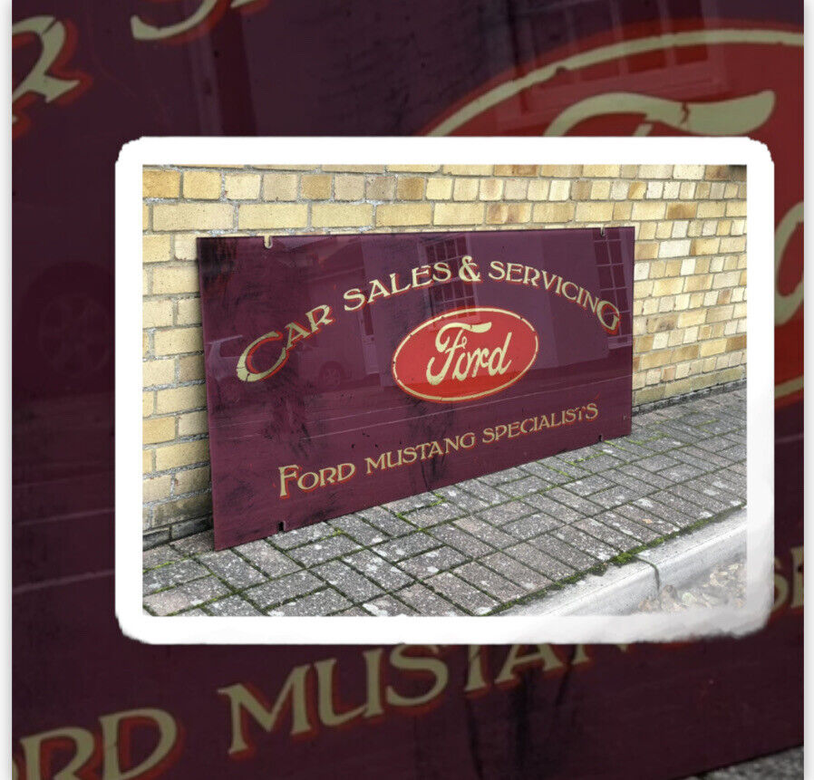 Ford Mustang Glass Garage Shop Sign. HUGE IN SIZE. 183 cms x 78 cms