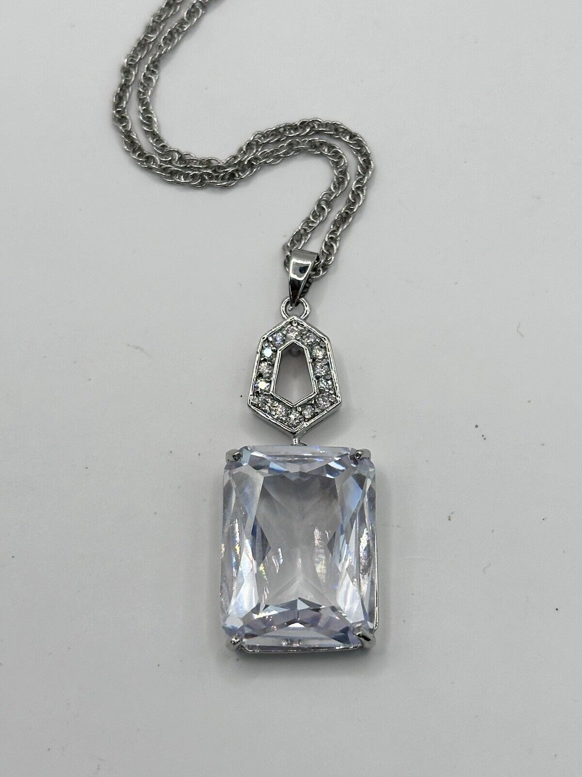 Vintage Statement Clear Crystal Drop Necklace