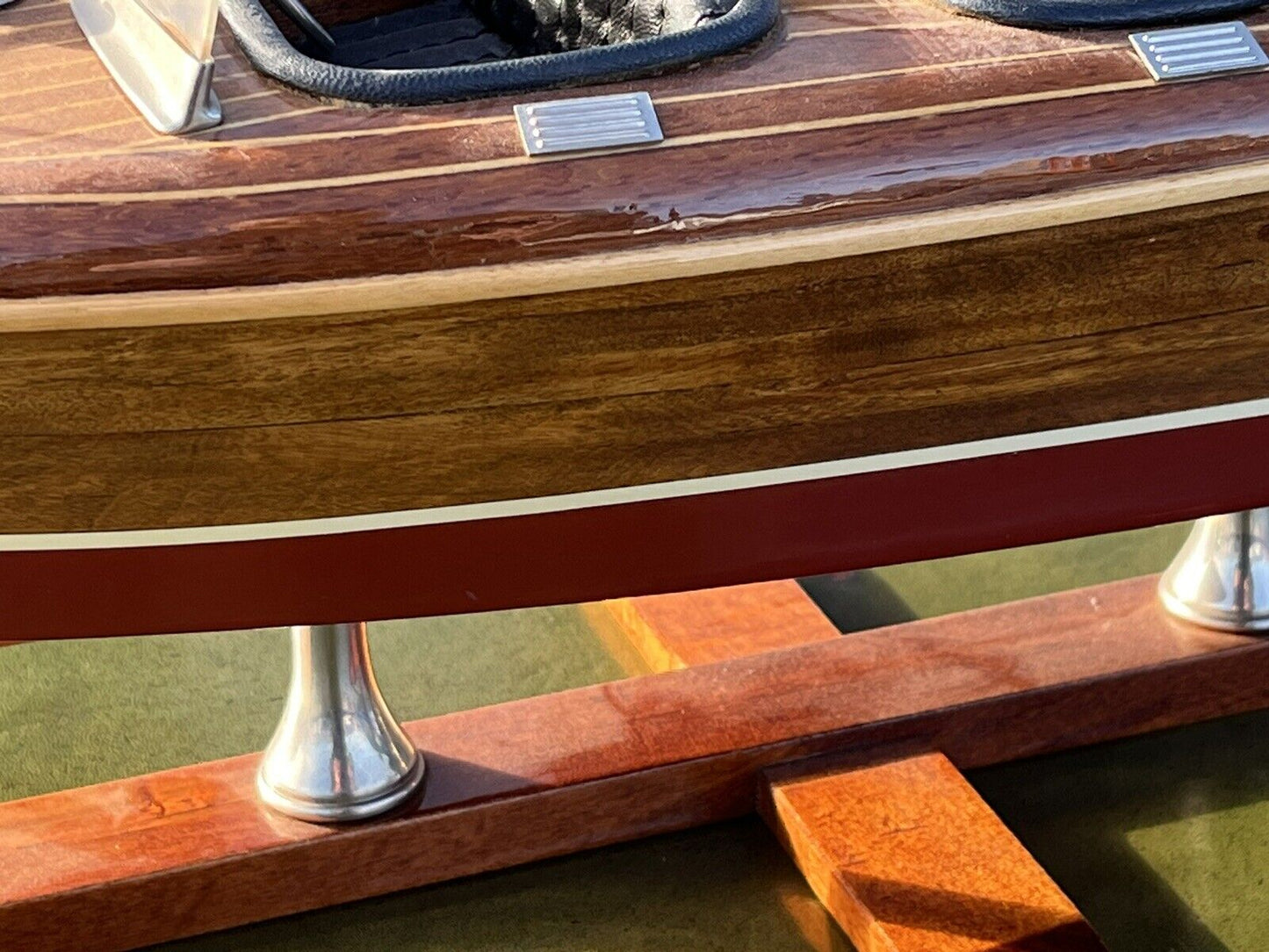 Large Highly Detailed Wooden Model Of A Motor Boat