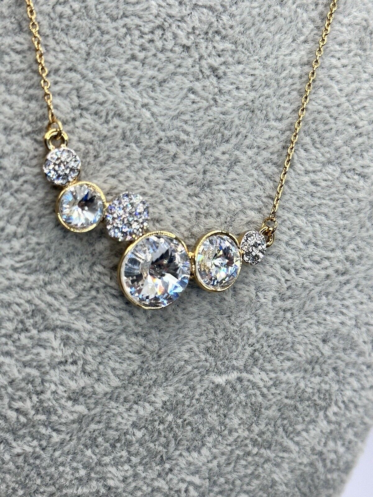 Gold Plated Necklace Made With Clear Swarovski Crystals