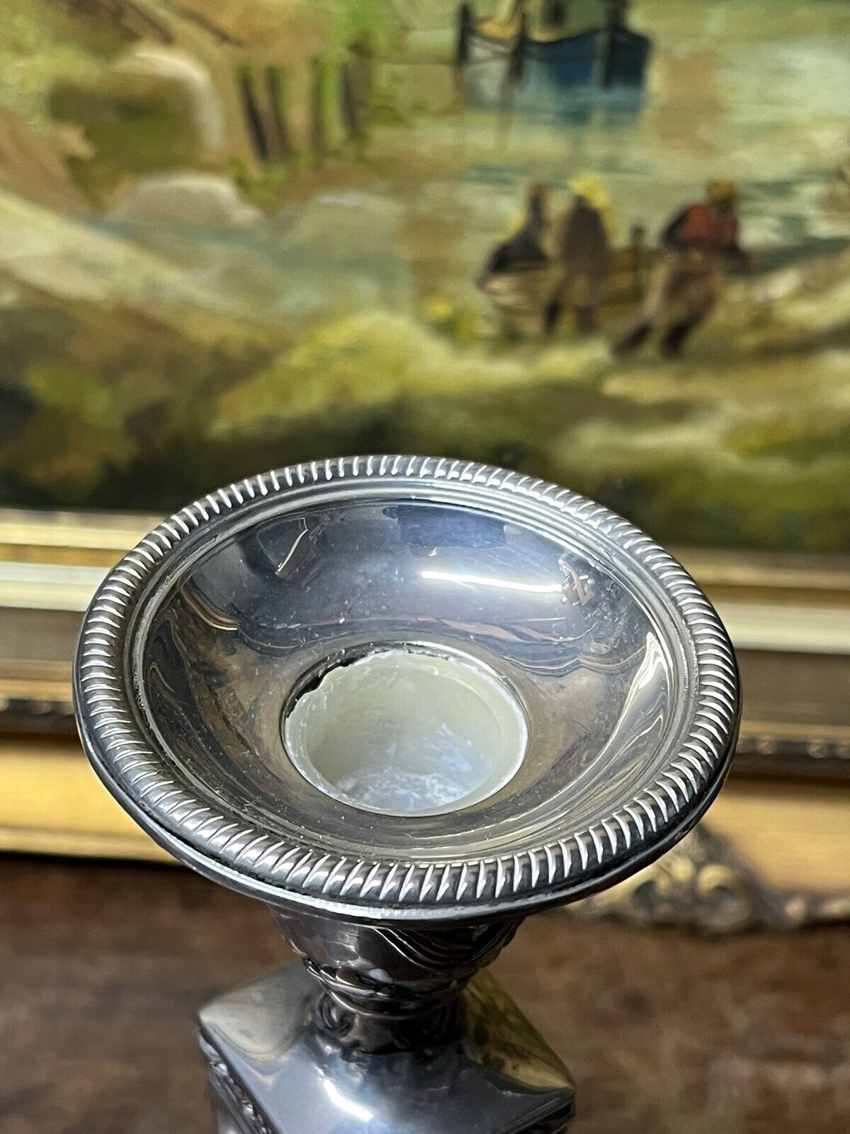 Pair Of Silver Plate Candlesticks With Original Box