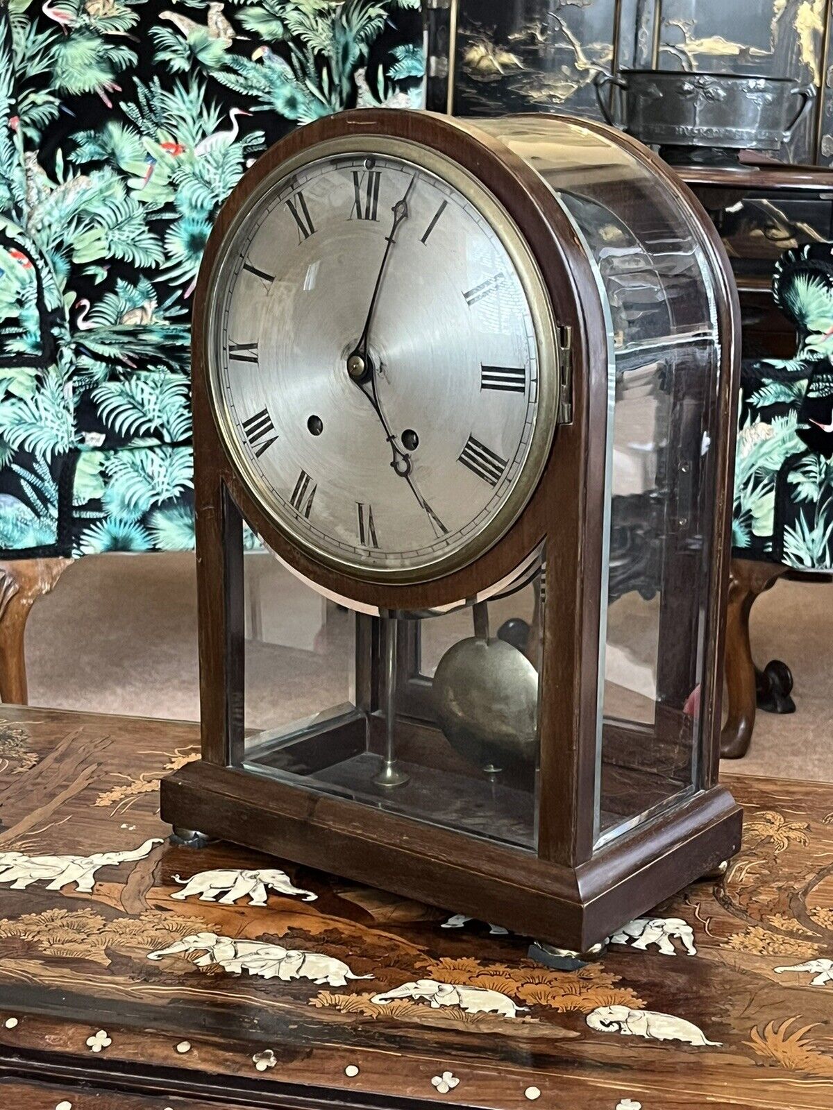 Quarter Striking Victorian glass Table Clock, Amazing Quality.