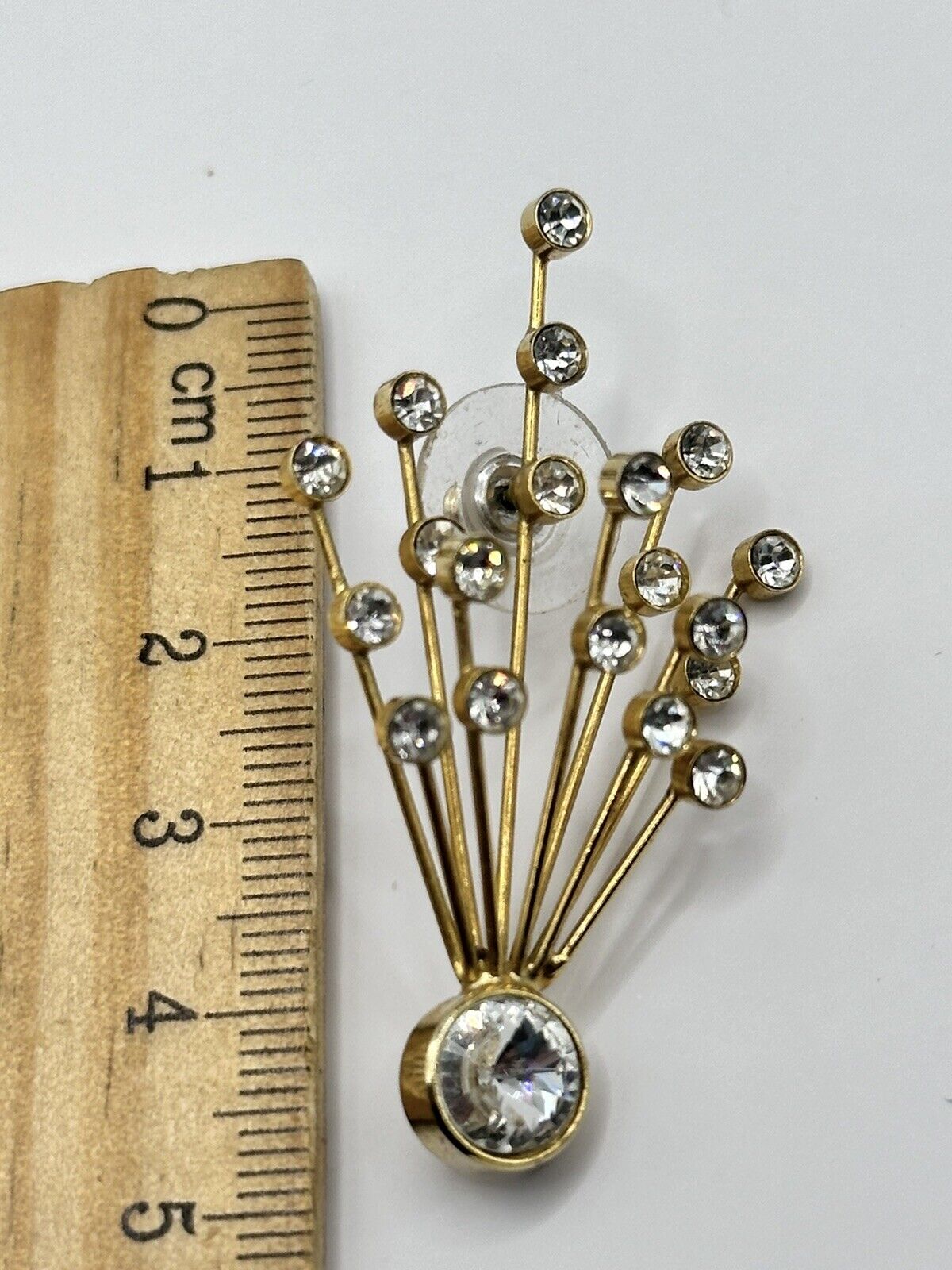 Vintage Gold Tone Diamanté Spray Earrings