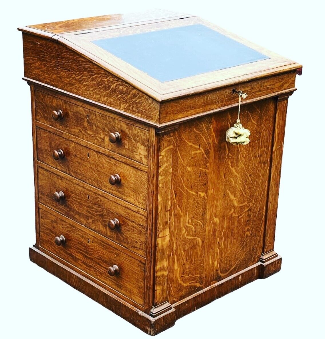 Victorian Light Oak Davenport Desk. Lamb Of Manchester, Gillows Design